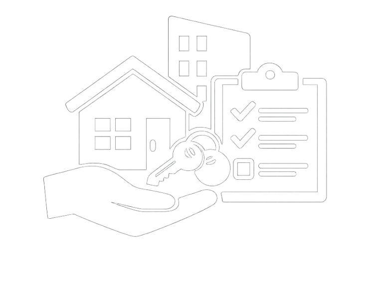 Objektbetreuung - in Asperg & Umgebung Hand hält Schlüssel neben einem Haus und einer Checkliste.